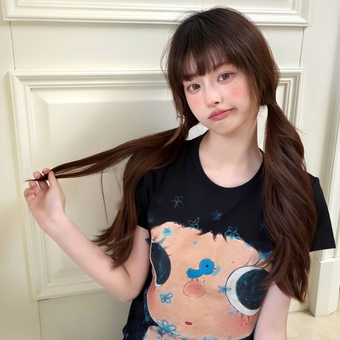 원본 원단 대 프린트 완제품 스트레이트 밖으로 21 순면 빗질하다 일본식 만화 몸매 가꾸기 반팔 티셔츠 맨위 이미지 3