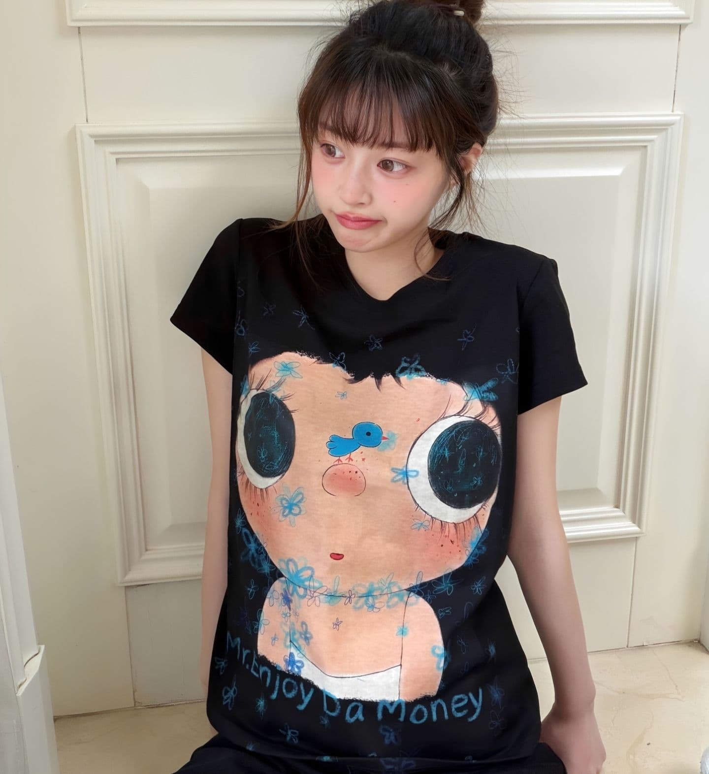 원본 원단 대 프린트 완제품 스트레이트 밖으로 21 순면 빗질하다 일본식 만화 몸매 가꾸기 반팔 티셔츠 맨위 상세 이미지 8