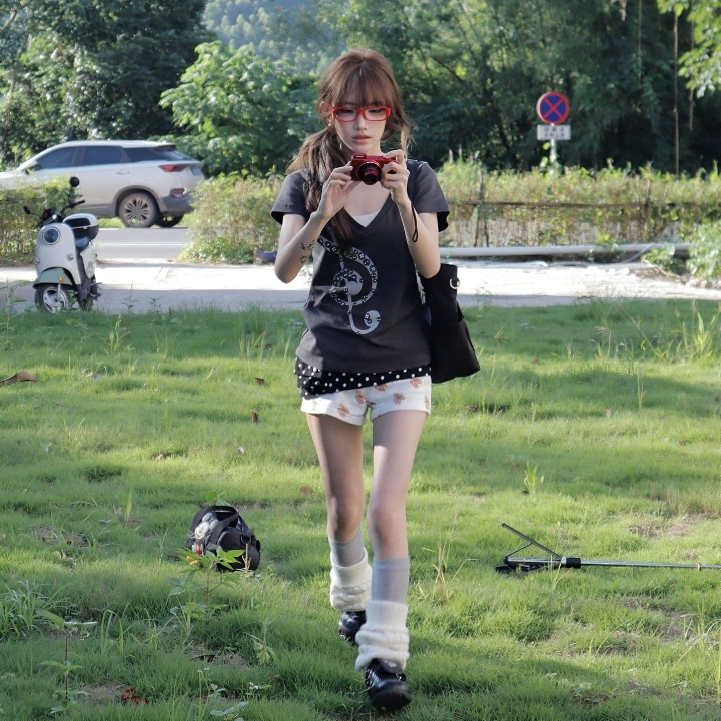 원본 원단 대 프린트 완제품 스트레이트 밖으로 210 그램 95 면 참고 V넥 몸매 가꾸기 슬림해 보이는 반팔 티셔츠 이미지 2