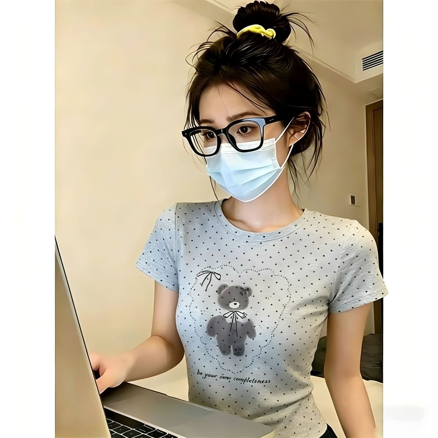 원본 원단 프린트 완제품 스트레이트 밖으로 210 그램 95 면 40s 오스트리아 델 작은 곰 도트 무늬 전체 인쇄 반팔 티셔츠