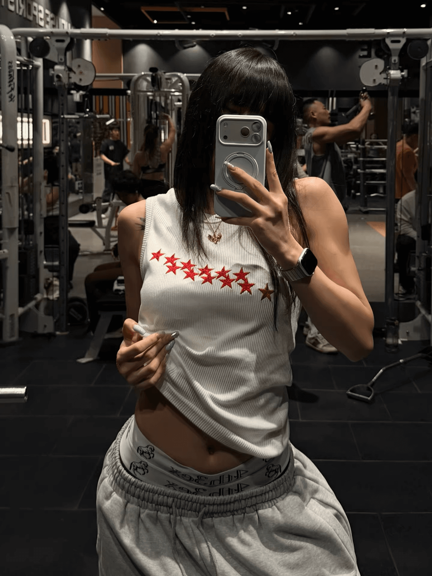 모달 면 아메리칸 별 프린트 캐미솔 여름 다용도 몸매 가꾸기 슬림해 보이는 민소매 맨위 상세 이미지 1