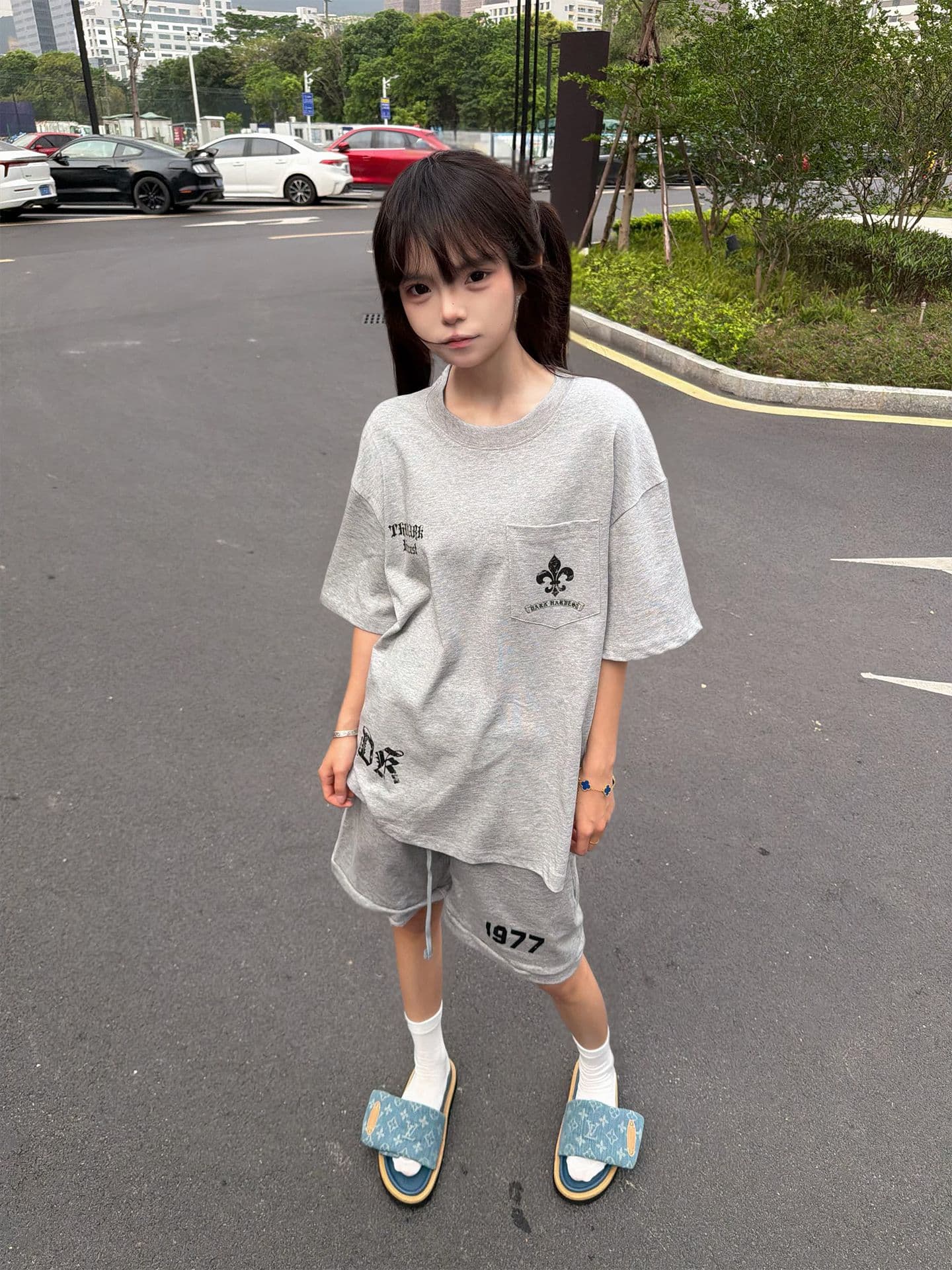 원본 솜씨 19 지점 220 그램 순면 반팔 티셔츠 여성