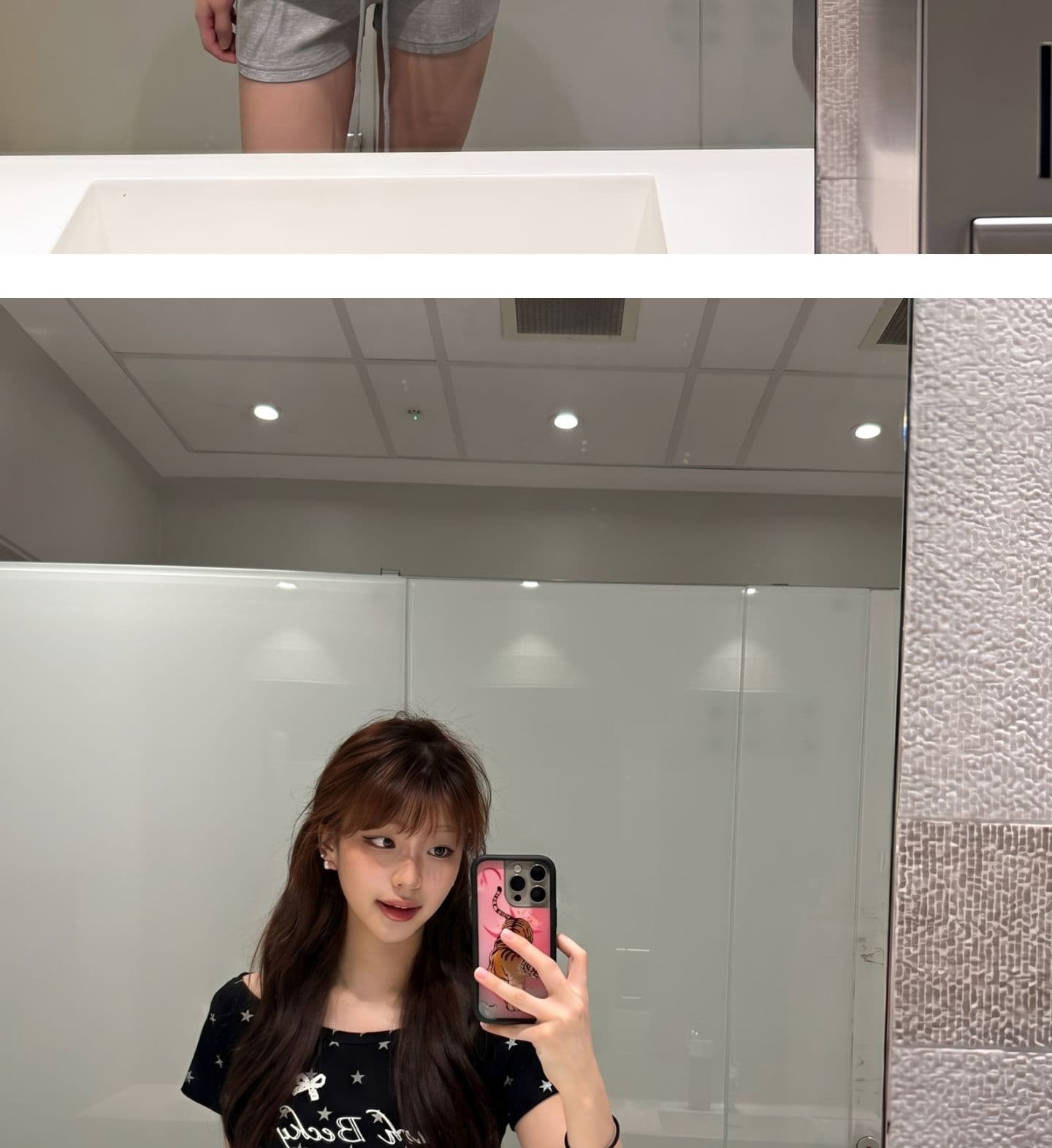 광저우 원단 뜨거운 은 완제품 210 그램 95 면 아름다움 트렌디 레트로 별 전체 인쇄 비스듬한 어깨 반팔 상세 이미지 5