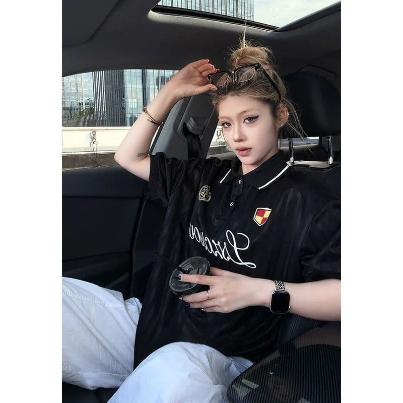 POLO 칼라 프린트 광저우 원본 원단 반팔 티셔츠 남녀 저지 상세 이미지 4