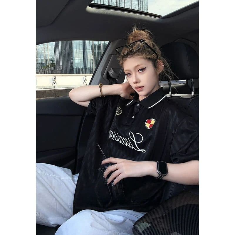 POLO 칼라 프린트 광저우 원본 원단 반팔 티셔츠 남녀 저지 상세 이미지 7
