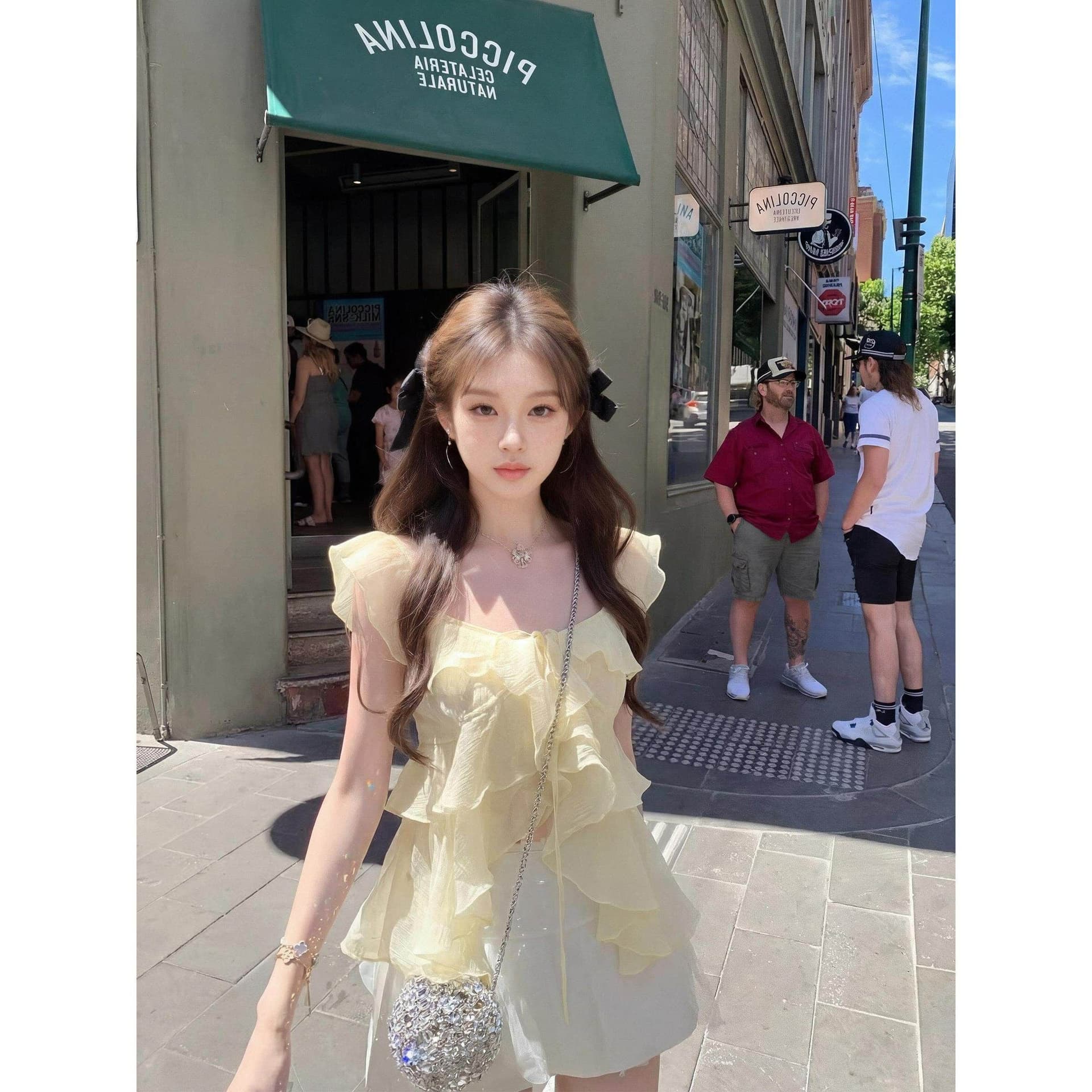 원본 원단 프랑스식 프릴 민소매 조끼 셔츠 여성 여름 불규칙 루즈핏 슬림해 보이는 품격 맨위