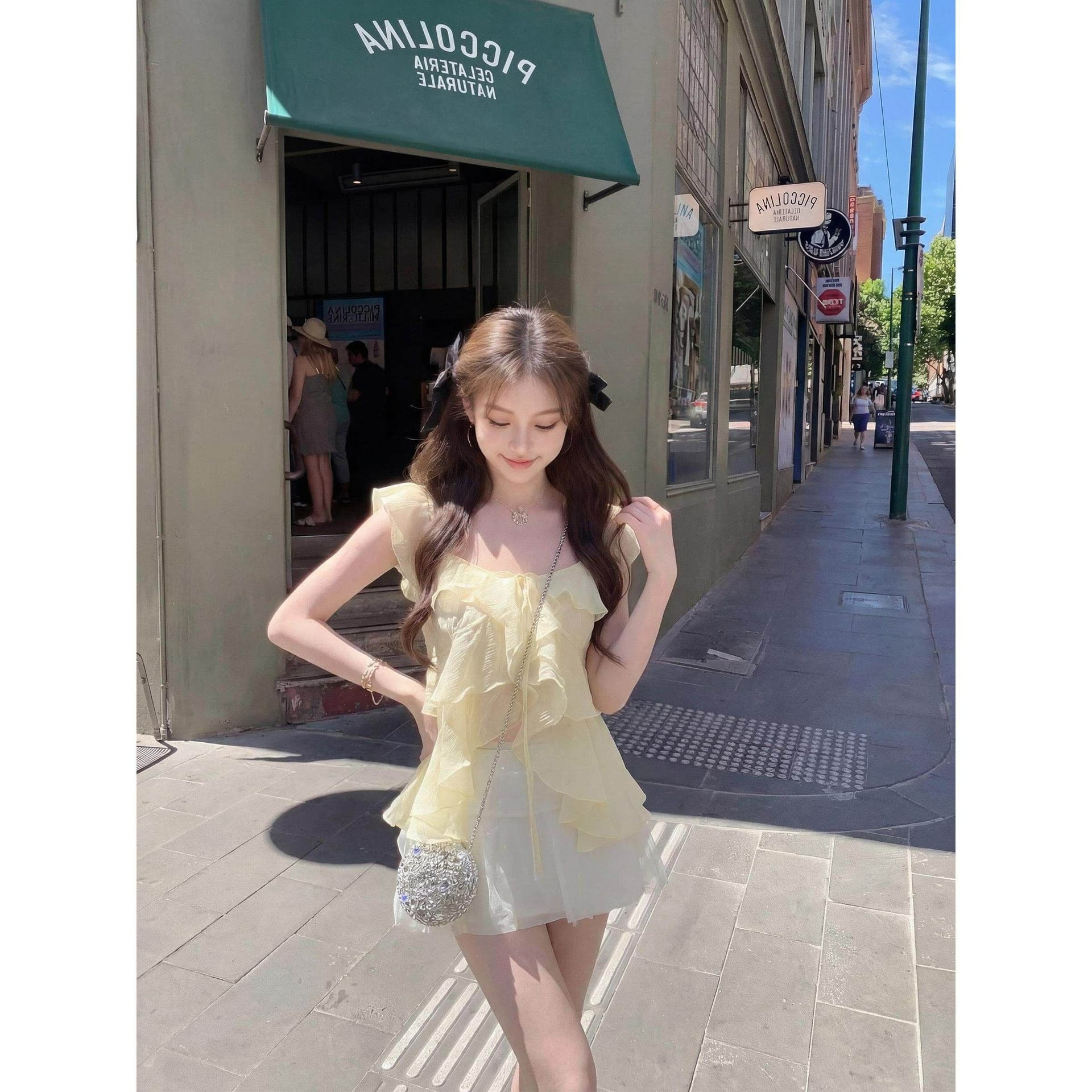 원본 원단 프랑스식 프릴 민소매 조끼 셔츠 여성 여름 불규칙 루즈핏 슬림해 보이는 품격 맨위 이미지 5