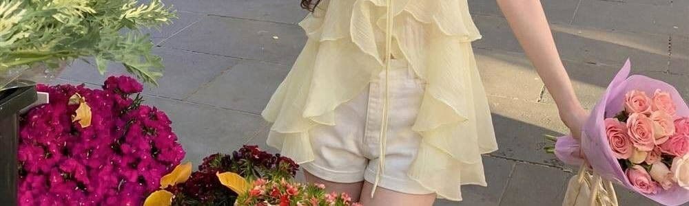 원본 원단 프랑스식 프릴 민소매 조끼 셔츠 여성 여름 불규칙 루즈핏 슬림해 보이는 품격 맨위 상세 이미지 3