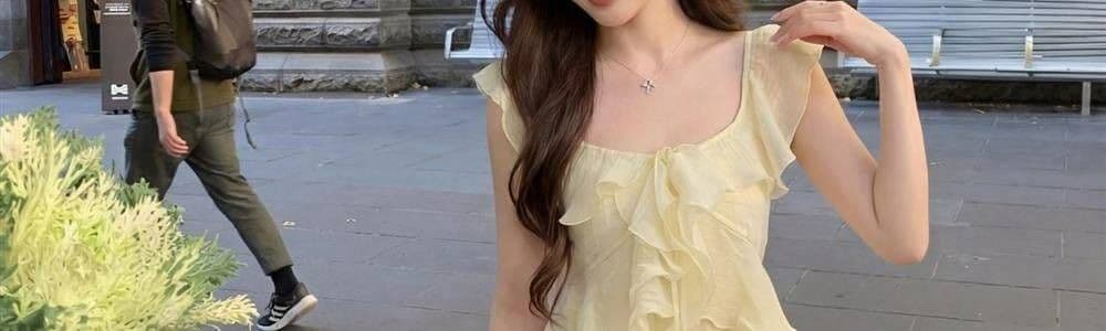 원본 원단 프랑스식 프릴 민소매 조끼 셔츠 여성 여름 불규칙 루즈핏 슬림해 보이는 품격 맨위 상세 이미지 6