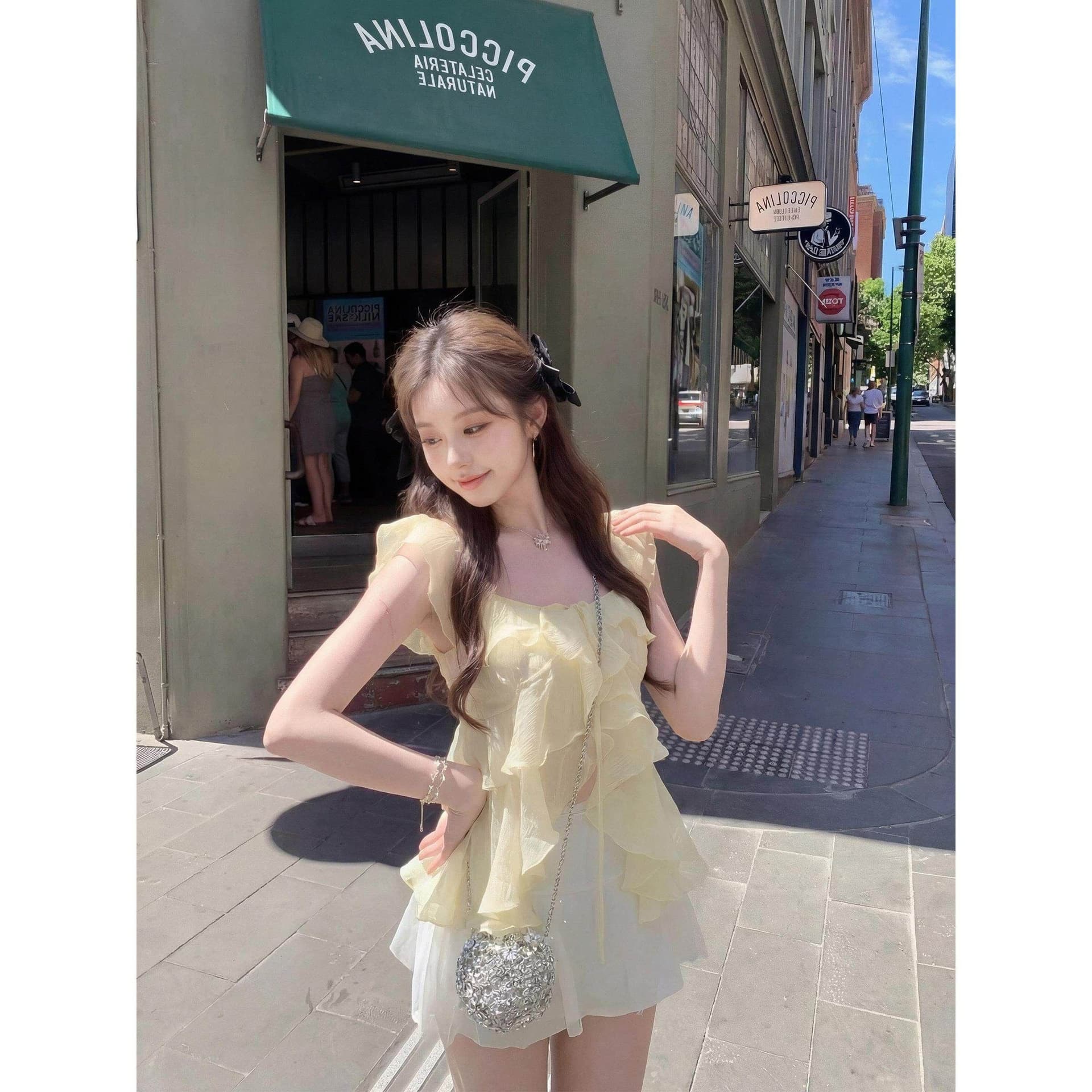 원본 원단 프랑스식 프릴 민소매 조끼 셔츠 여성 여름 불규칙 루즈핏 슬림해 보이는 품격 맨위 상세 이미지 13