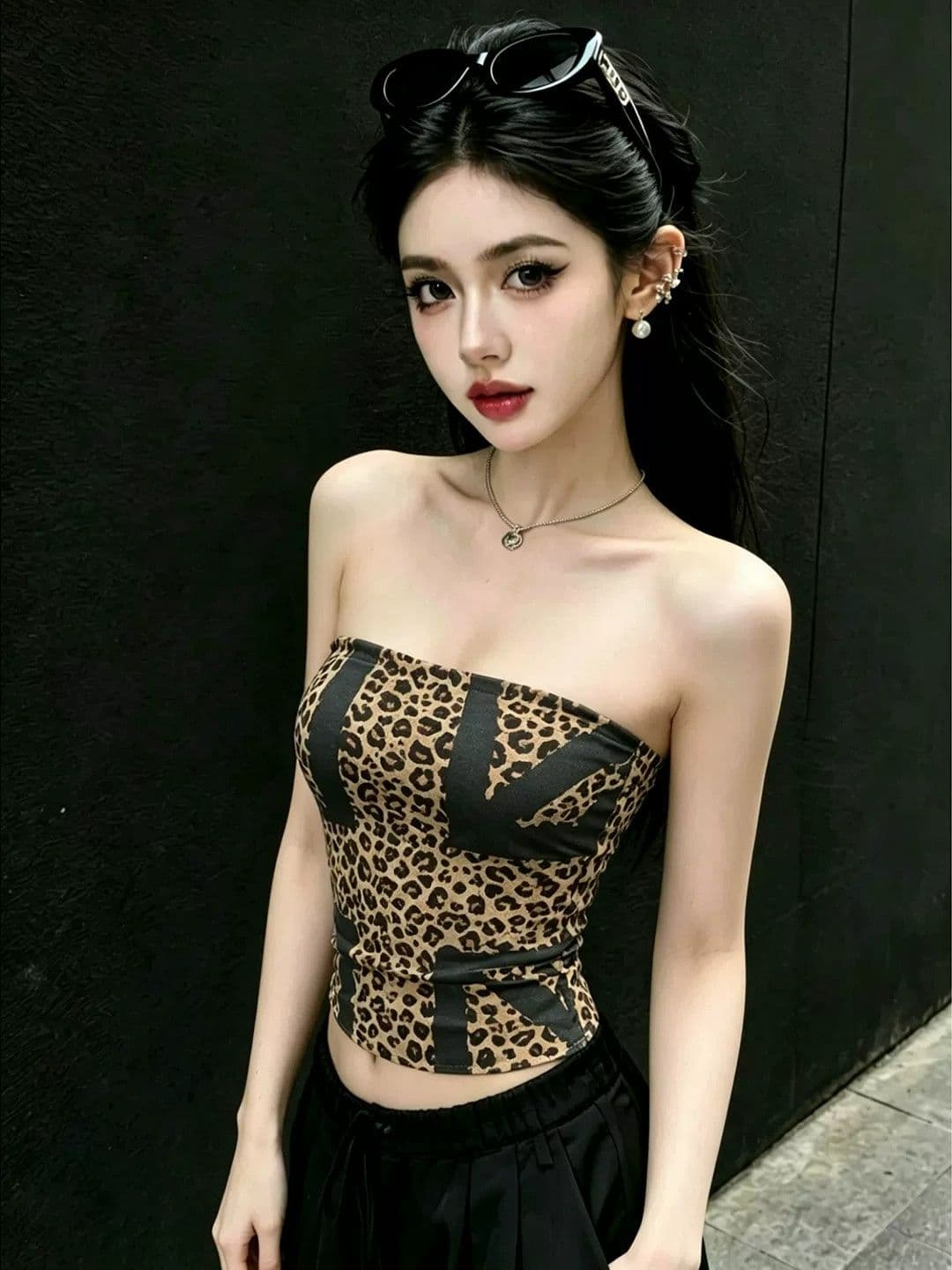 모달 면 섹시함 레오파드 무늬 배색 튜브탑 조끼 여성 여름 작은 대중 허리 수축 슬림해 보이는 맨위 상세 이미지 2