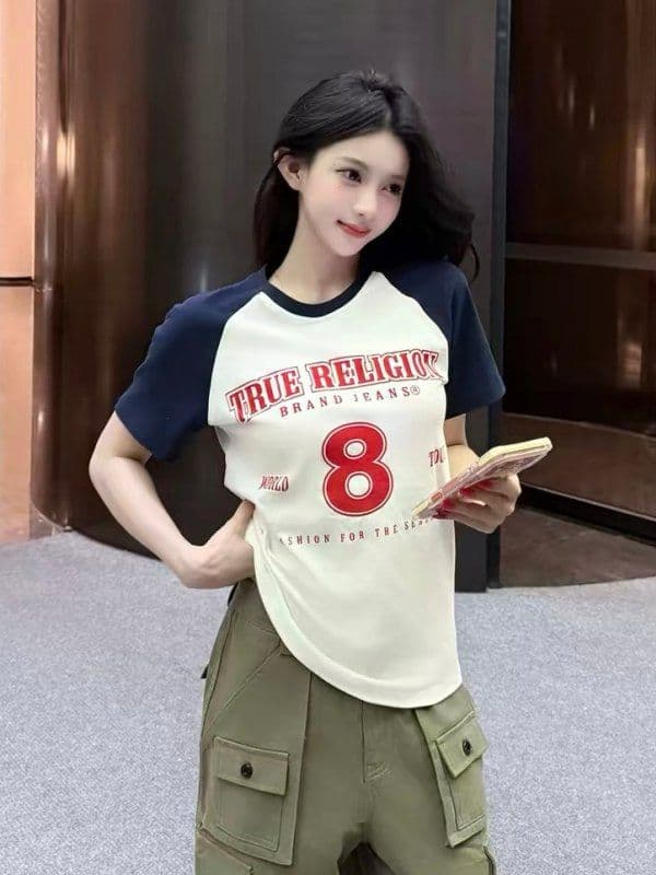 210 그램 40 좋은 면 1 1 아메리칸 레트로 패치워크 색상 반팔 맞춤 마이크로 루즈핏 티셔츠 이미지 4