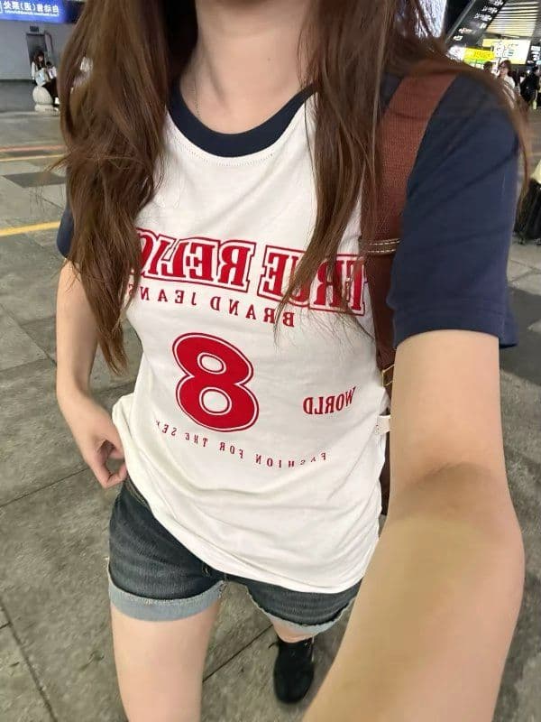 210 그램 40 좋은 면 1 1 아메리칸 레트로 패치워크 색상 반팔 맞춤 마이크로 루즈핏 티셔츠