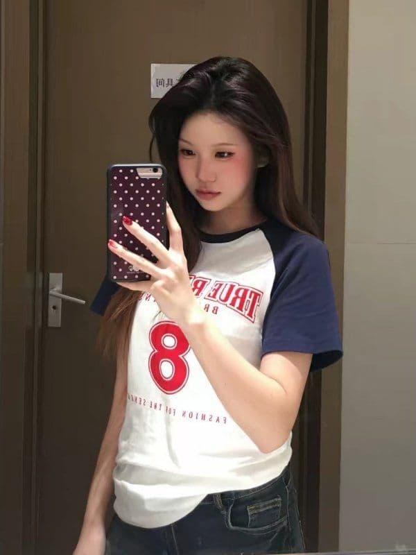 210 그램 40 좋은 면 1 1 아메리칸 레트로 패치워크 색상 반팔 맞춤 마이크로 루즈핏 티셔츠 상세 이미지 2