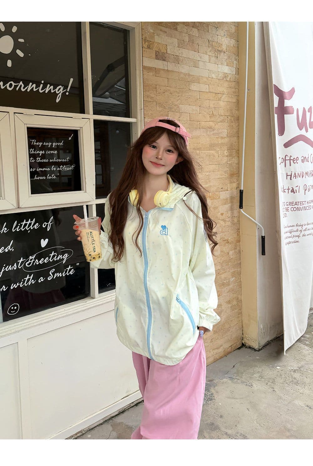 귀여운 후드 자외선 차단 의류 여성 여름 새로운 느긋한 바람 바깥 쪽 선 얇은 스타일 자외선 차단 외투 별 도트 무늬 상세 이미지 13