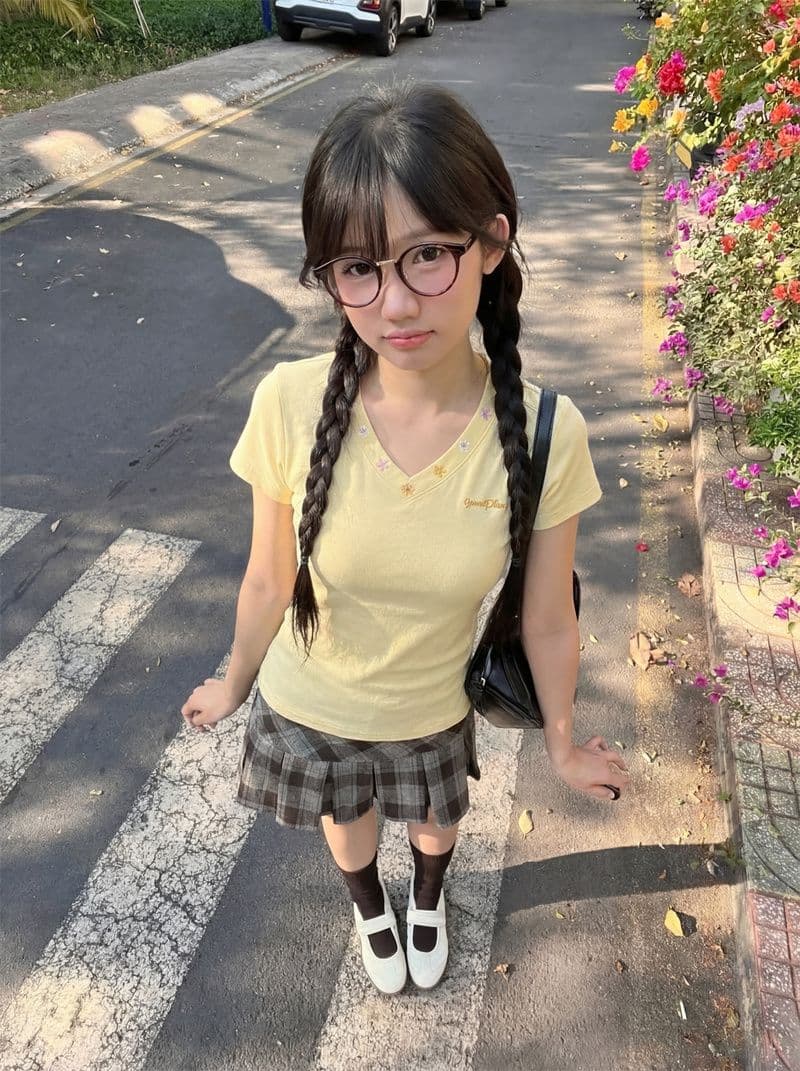 자수 네리 가게 천 원본 부형제 꽃 40 220 그램 92 면 8 암모니아 Lun 반팔 티셔츠 상세 이미지 4