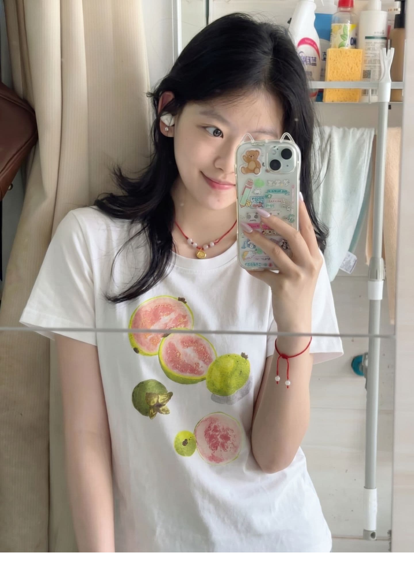 광저우 원단 대나무 마디 면 디지털 직분사 완제품 구아바 반팔 티셔츠 여름 얇은 스타일 맨위 상세 이미지 4