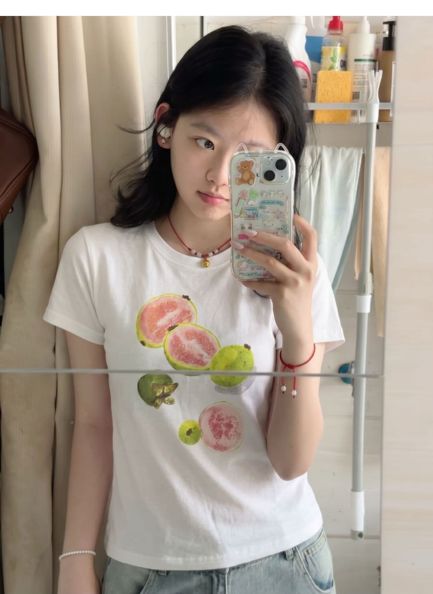 광저우 원단 대나무 마디 면 디지털 직분사 완제품 구아바 반팔 티셔츠 여름 얇은 스타일 맨위 상세 이미지 6