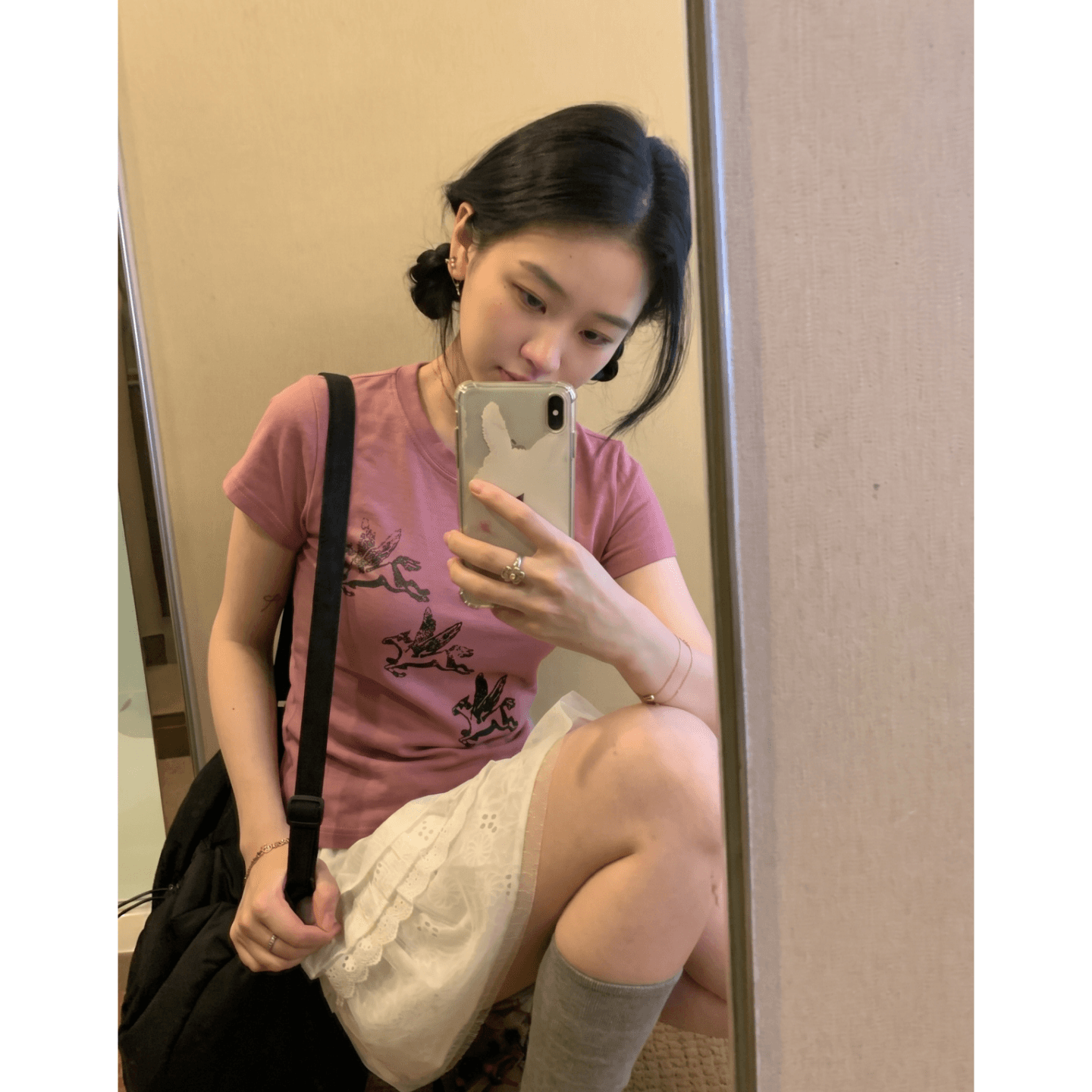광저우 원단 디지털 직분사 완제품 210 그램 95 면 40s 오스트리아 델 날다 말 프린트 반팔 이미지 3