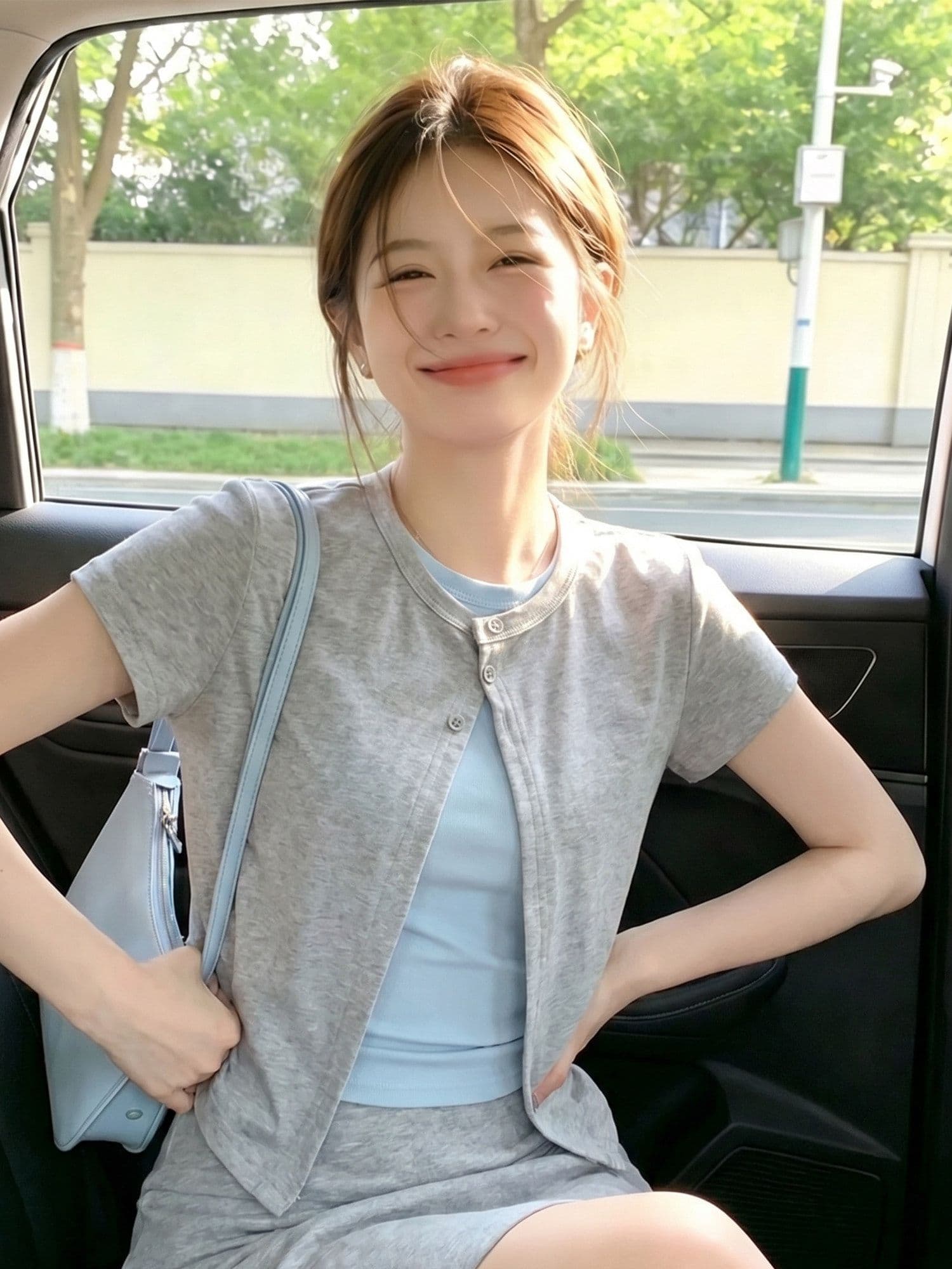 와 사고 방식 불규칙 페이크 레이어드 배색 반팔 티셔츠 여성 여름 연령 감소 맨위 디자인 센스 작은 대중 상세 이미지 2