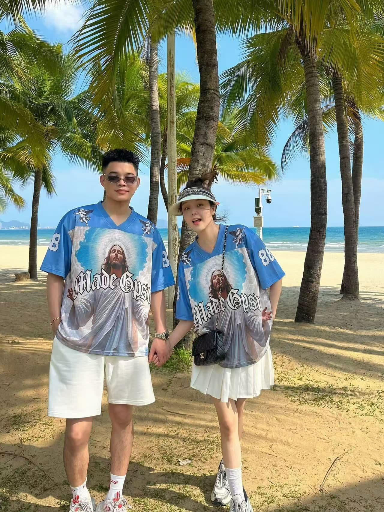 원본 운동 원단 원본 솜씨 아메리칸 높음 거리 V넥 프린트 루즈핏 맨위 남녀 조수 브랜드 커플 여름 상세 이미지 4