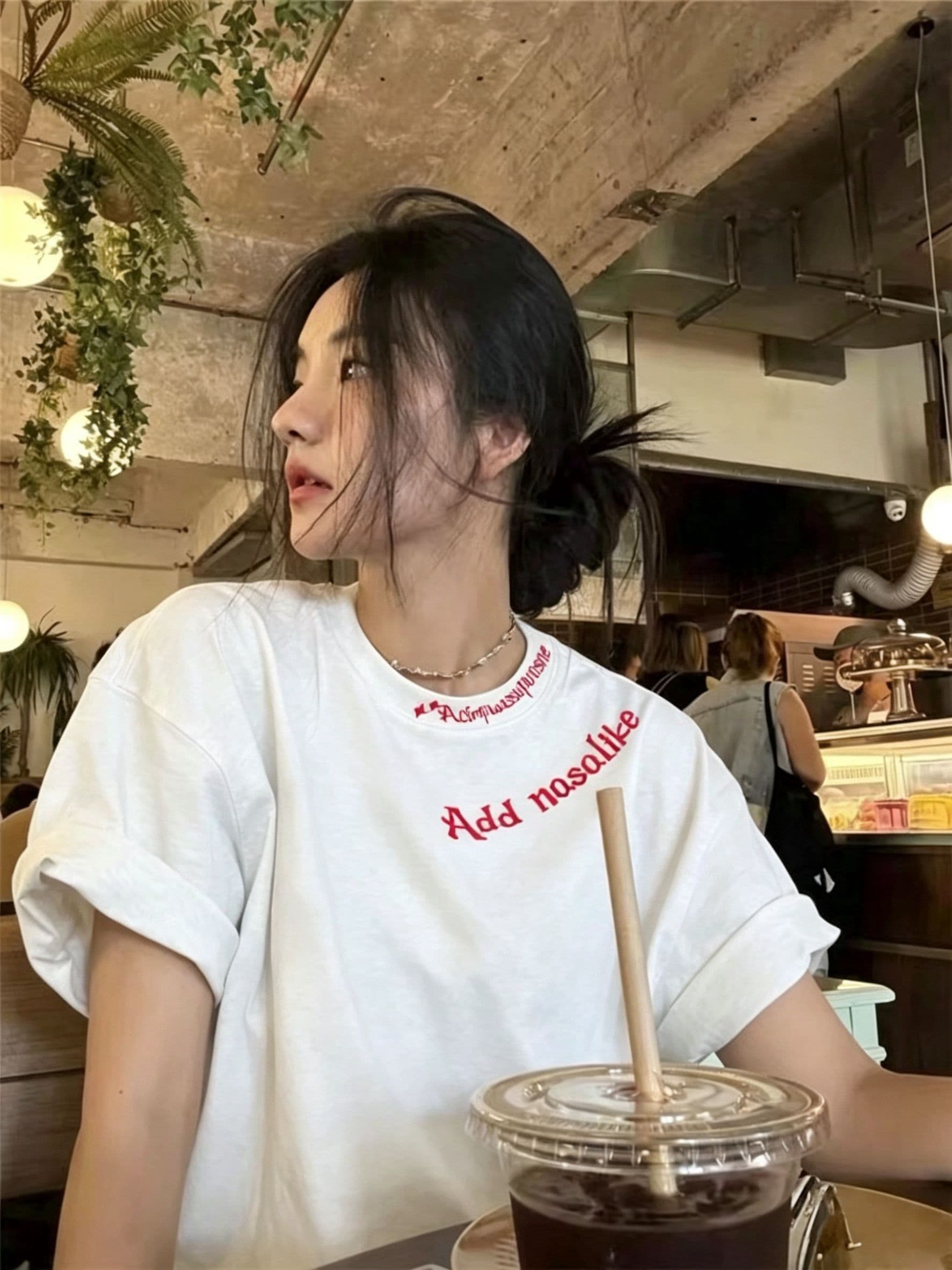 됐어. 개체 같은 단락 더블 실 260 그램 마 사전 수축 자수 네리 가게 천 반팔 티셔츠
