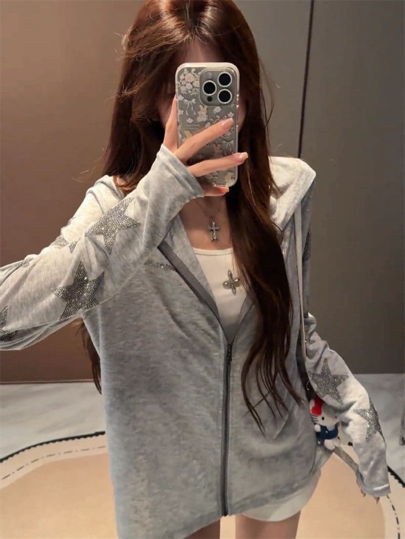 원본 명중 에디션 핫픽스 광저우 원본 원단 눈꽃 얼음 차가운 면 후드 긴팔 국방 블라우스 여성
