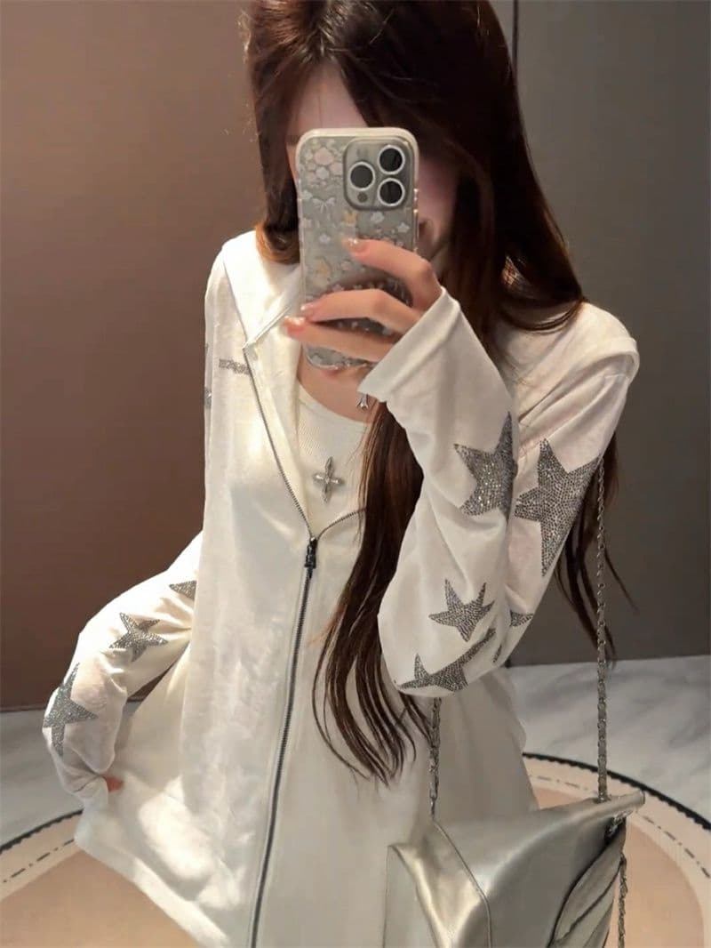 원본 명중 에디션 핫픽스 광저우 원본 원단 눈꽃 얼음 차가운 면 후드 긴팔 국방 블라우스 여성 이미지 2
