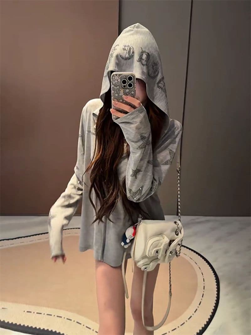 원본 명중 에디션 핫픽스 광저우 원본 원단 눈꽃 얼음 차가운 면 후드 긴팔 국방 블라우스 여성 상세 이미지 4