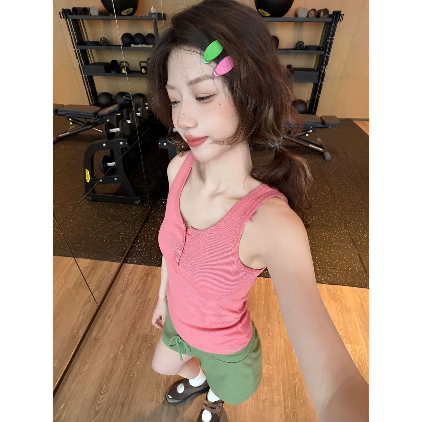 광저우 원단 원본 원단 리브 부서 버클 허리 수축 슬림해 보이는 A형 단어 조끼 여성 여름 이미지 5