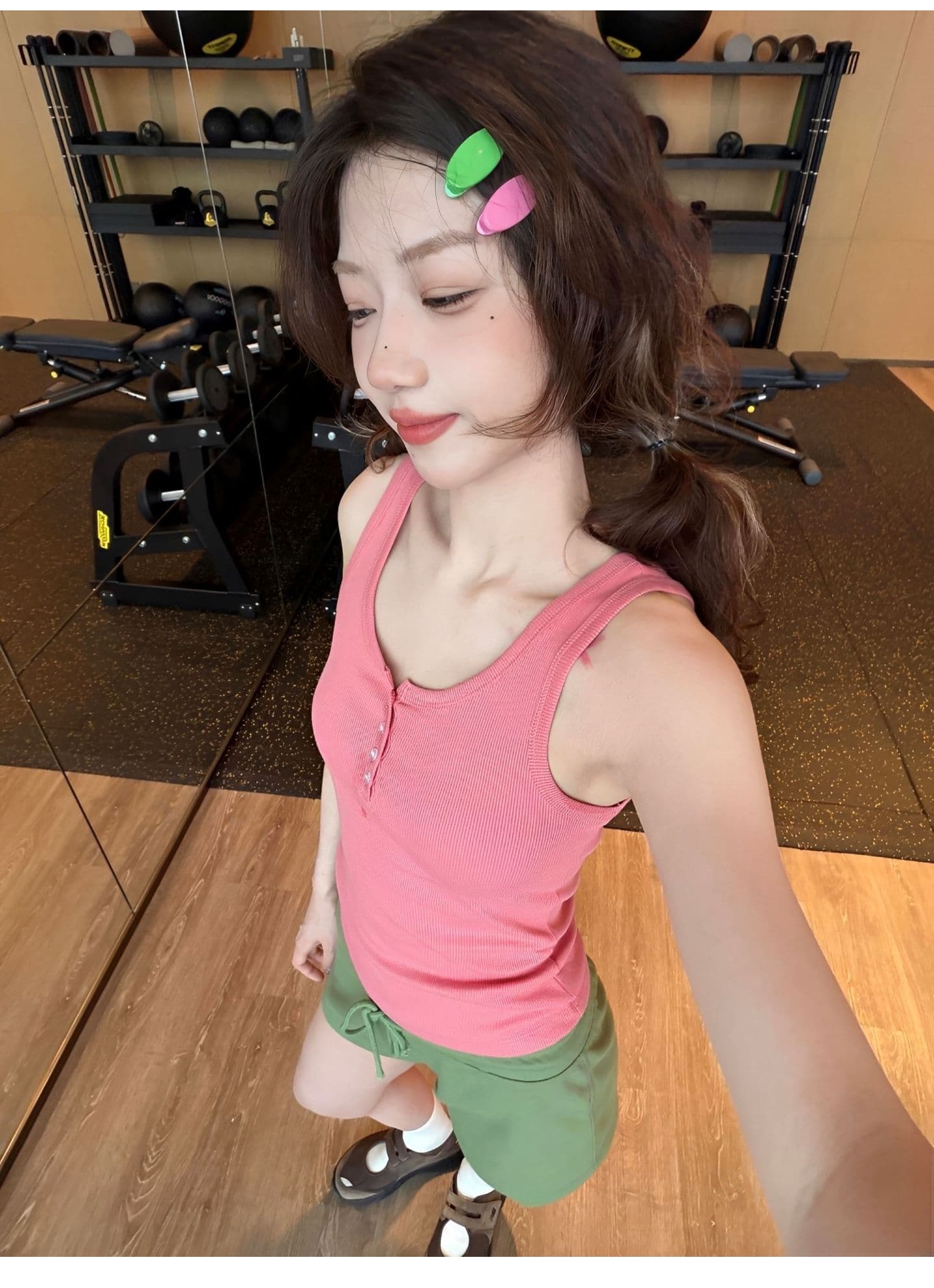 광저우 원단 원본 원단 리브 부서 버클 허리 수축 슬림해 보이는 A형 단어 조끼 여성 여름 상세 이미지 5