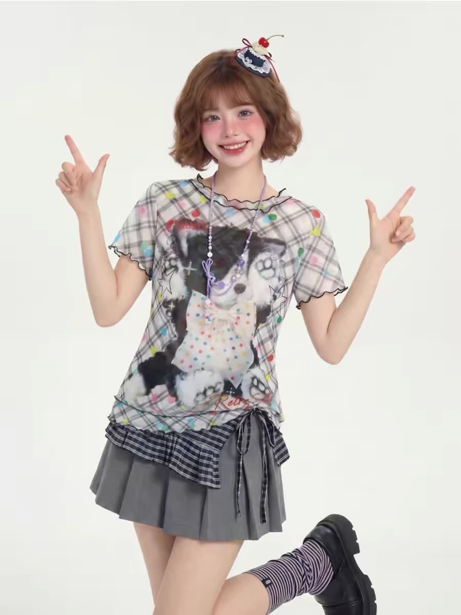 원본 색상 차이 없음 명중 이사회 광저우 망사 원본 원단 이중층 반팔 티셔츠 이미지 4