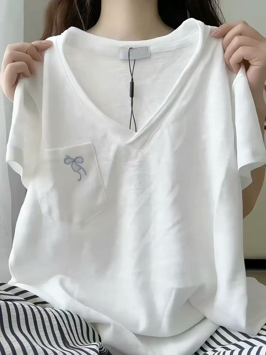 광저우 눈꽃 면 반팔 여성