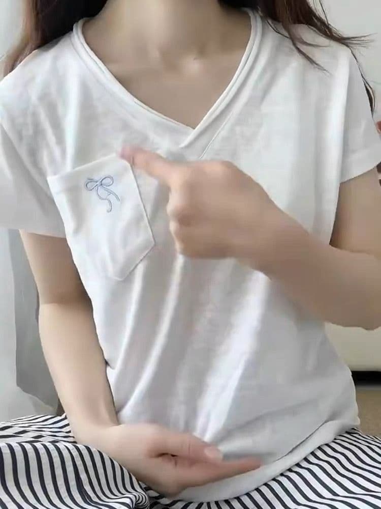 광저우 눈꽃 면 반팔 여성 상세 이미지 2