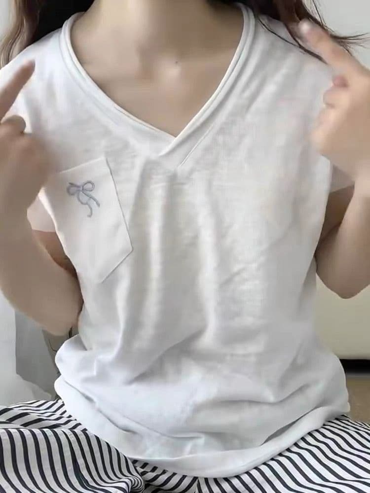 광저우 눈꽃 면 반팔 여성 상세 이미지 4