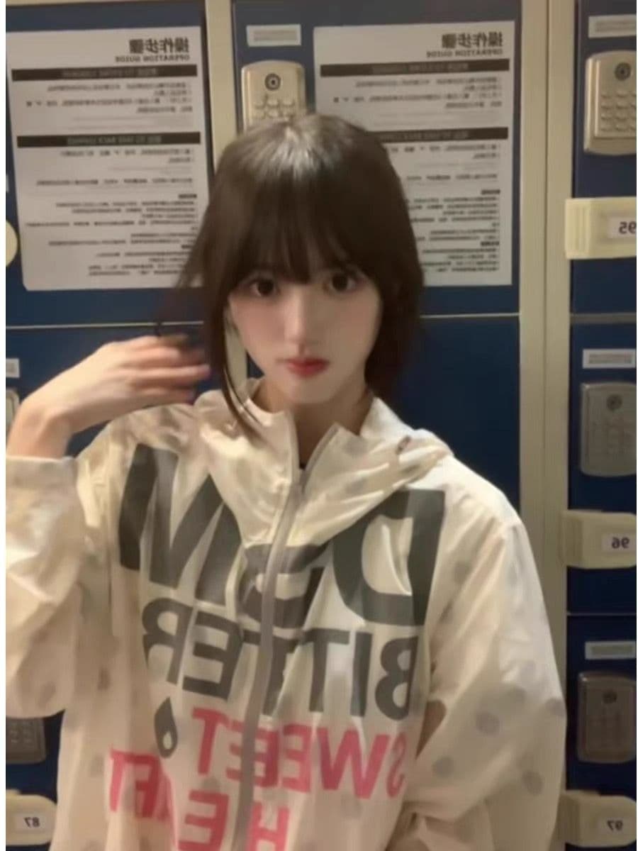 도트 무늬 알파벳 프린트 오픈 가디건 지퍼 자외선 차단 의류 여성 여름 경량 루즈핏 상세 이미지 3