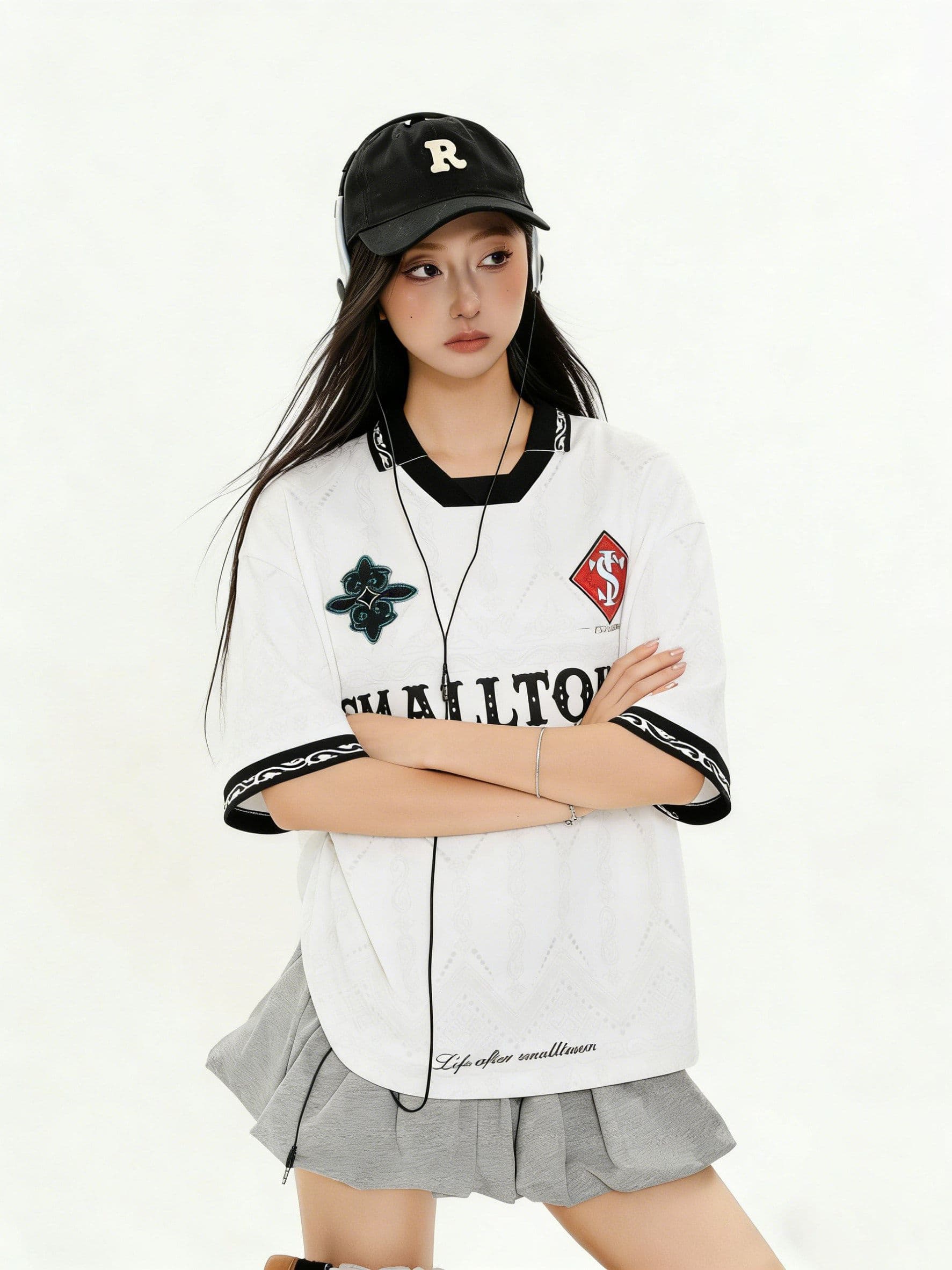 원본 저지 원단 원본 솜씨 아메리칸 레트로 알파벳 전체 인쇄 POLO 칼라 반팔 티셔츠 남녀 커플 여름 상세 이미지 10