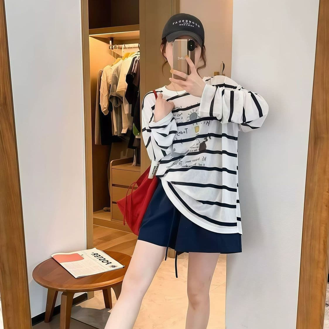 광저우 원단 이후 패키지 칼라 프린트 스트라이프 긴팔 자외선 차단 블라우스 맨위 여성 이미지 5