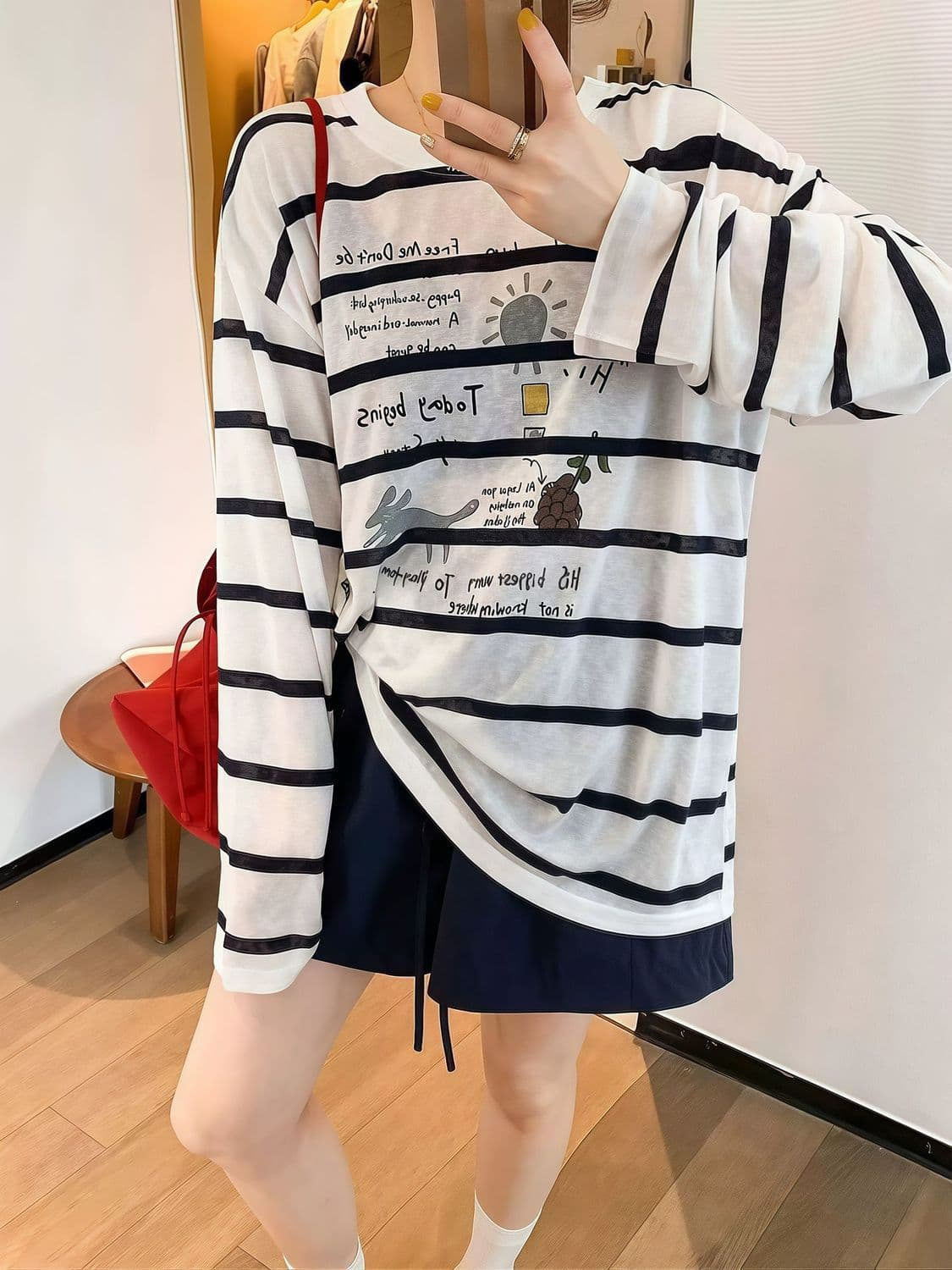 광저우 원단 이후 패키지 칼라 프린트 스트라이프 긴팔 자외선 차단 블라우스 맨위 여성 상세 이미지 3