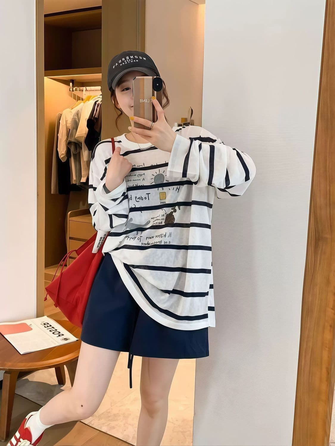광저우 원단 이후 패키지 칼라 프린트 스트라이프 긴팔 자외선 차단 블라우스 맨위 여성 상세 이미지 6