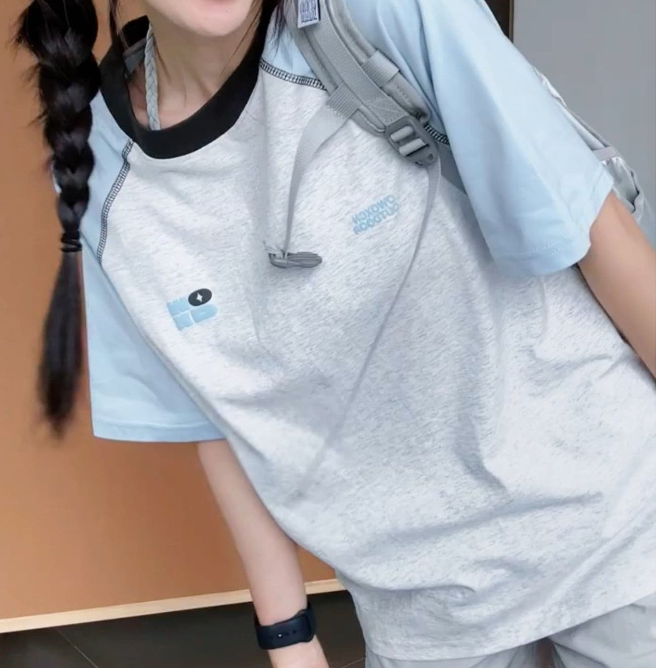 원본 명중 인터넷 전후 포밍 프린트 19 지점 220 그램 순면 삽입 어깨 소매 반팔 티셔츠 이미지 5