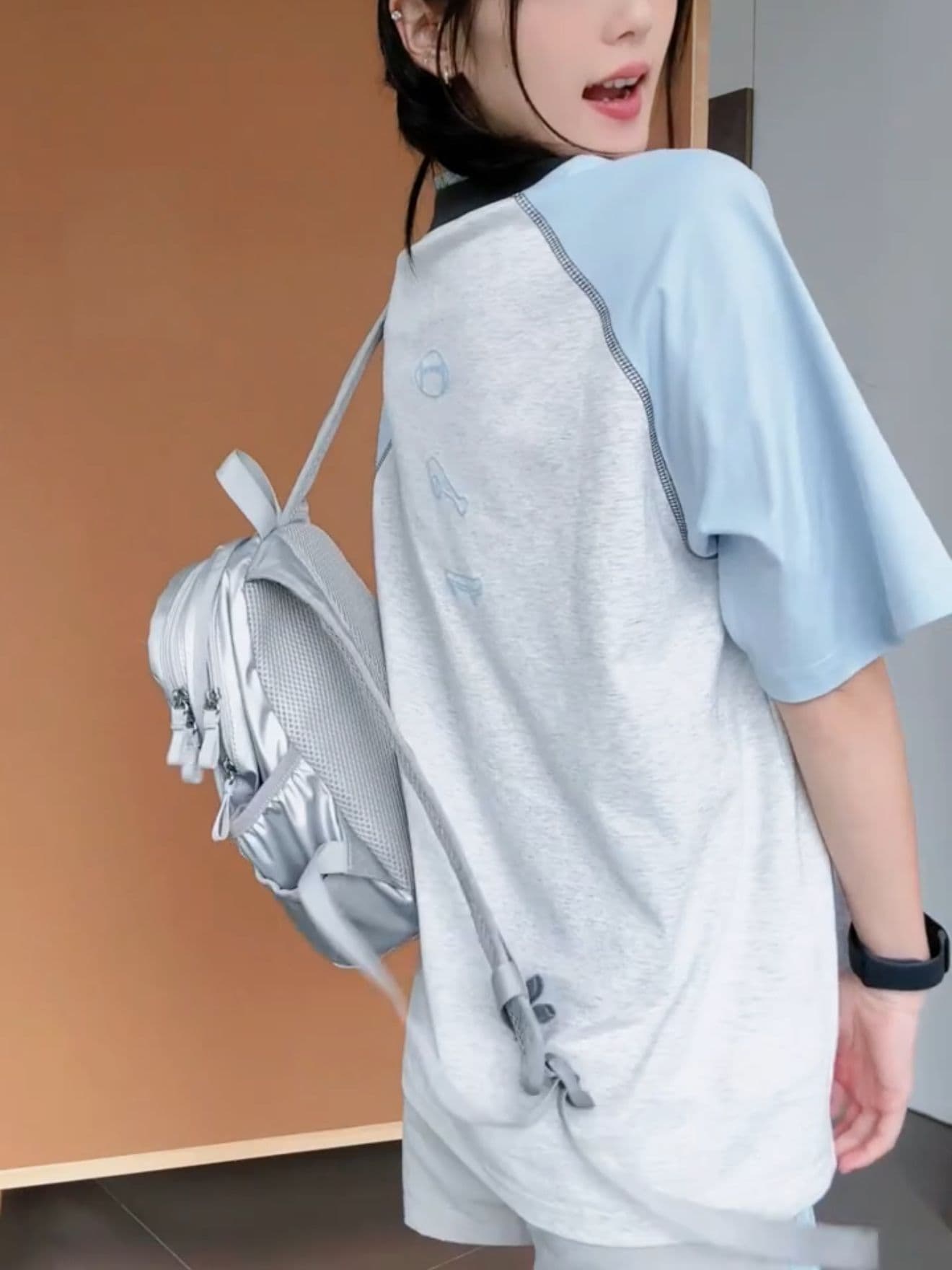 원본 명중 인터넷 전후 포밍 프린트 19 지점 220 그램 순면 삽입 어깨 소매 반팔 티셔츠 이미지 3