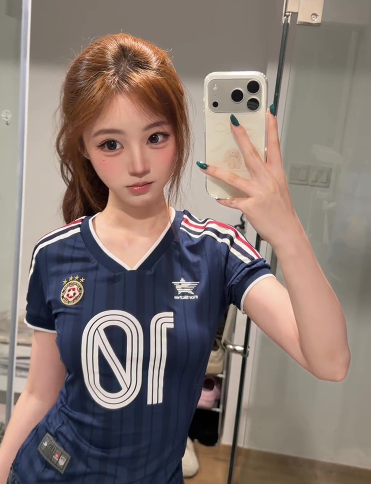 자수 프린트 네리 가게 천 광저우 원단 반팔 티셔츠 여성 이미지 3