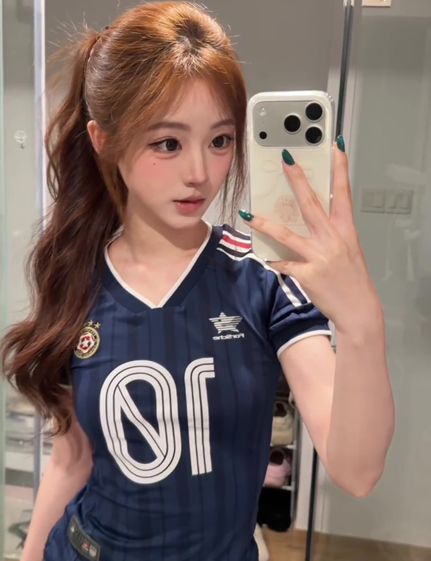 자수 프린트 네리 가게 천 광저우 원단 반팔 티셔츠 여성 상세 이미지 4