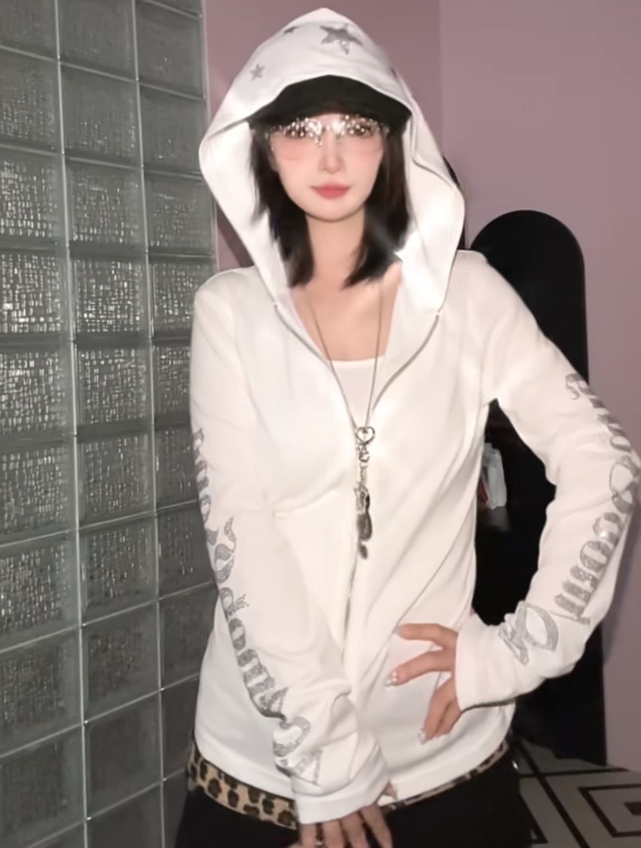 압력 훈련 백금 지퍼 광저우 눈꽃 면 자외선 차단 블라우스 여성