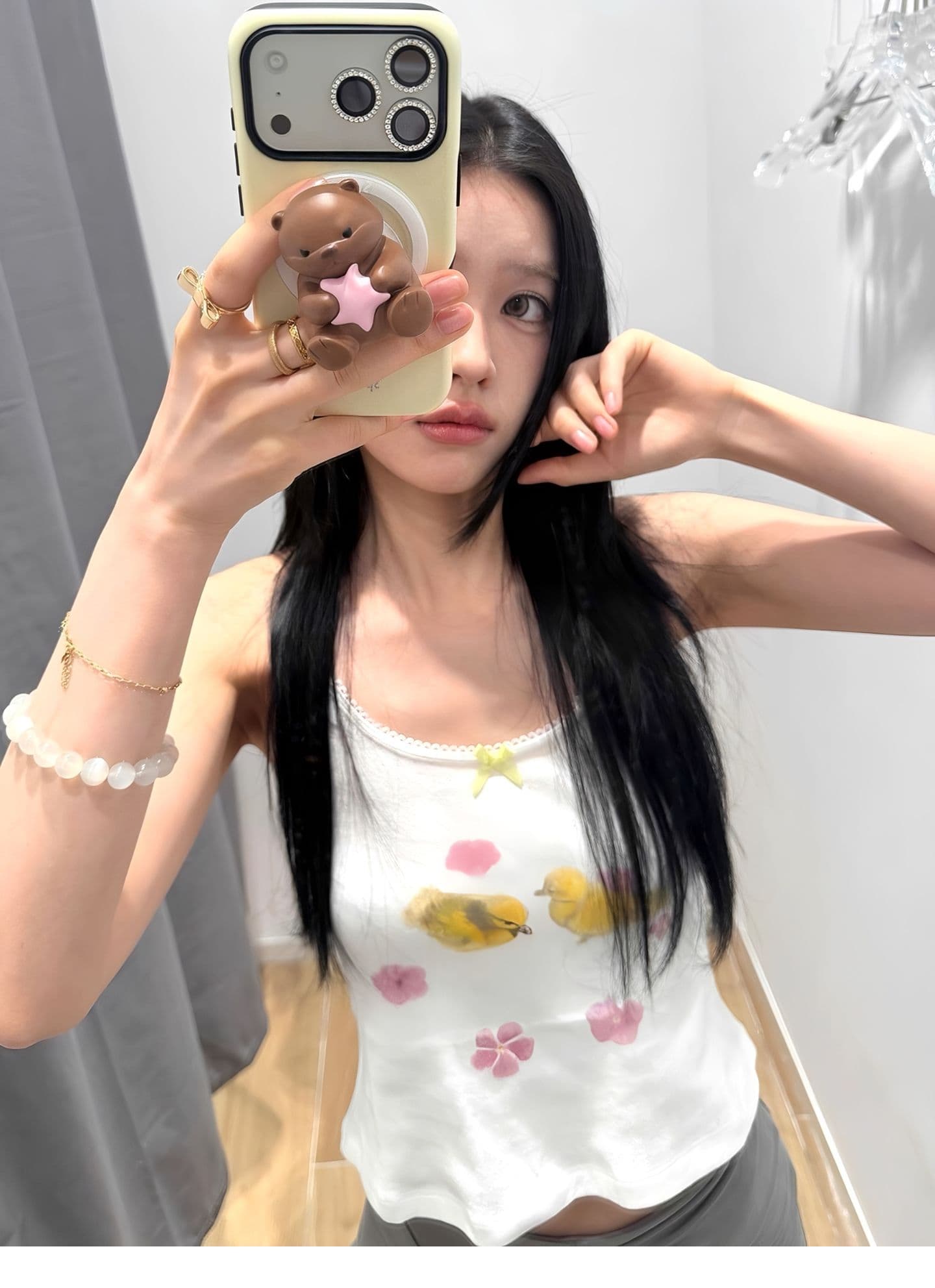 광저우 원단 벨트 부품 나비 매듭 디지털 직분사 달콤함 레이스 캐미솔 여름 맨위 트렌디 상세 이미지 4