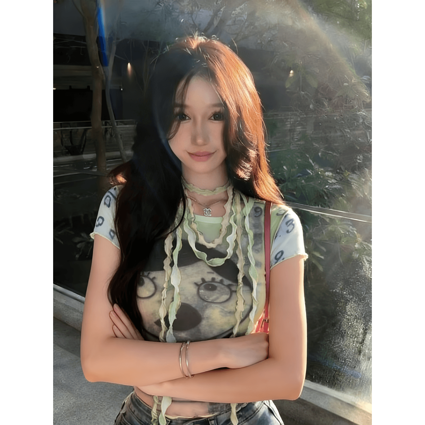 높은 품질 한국 넷 여름 새로운 작은 대중 달콤한 차가운 핫걸 프린트 트렌드 튀김 거리 반팔 티셔츠 여성