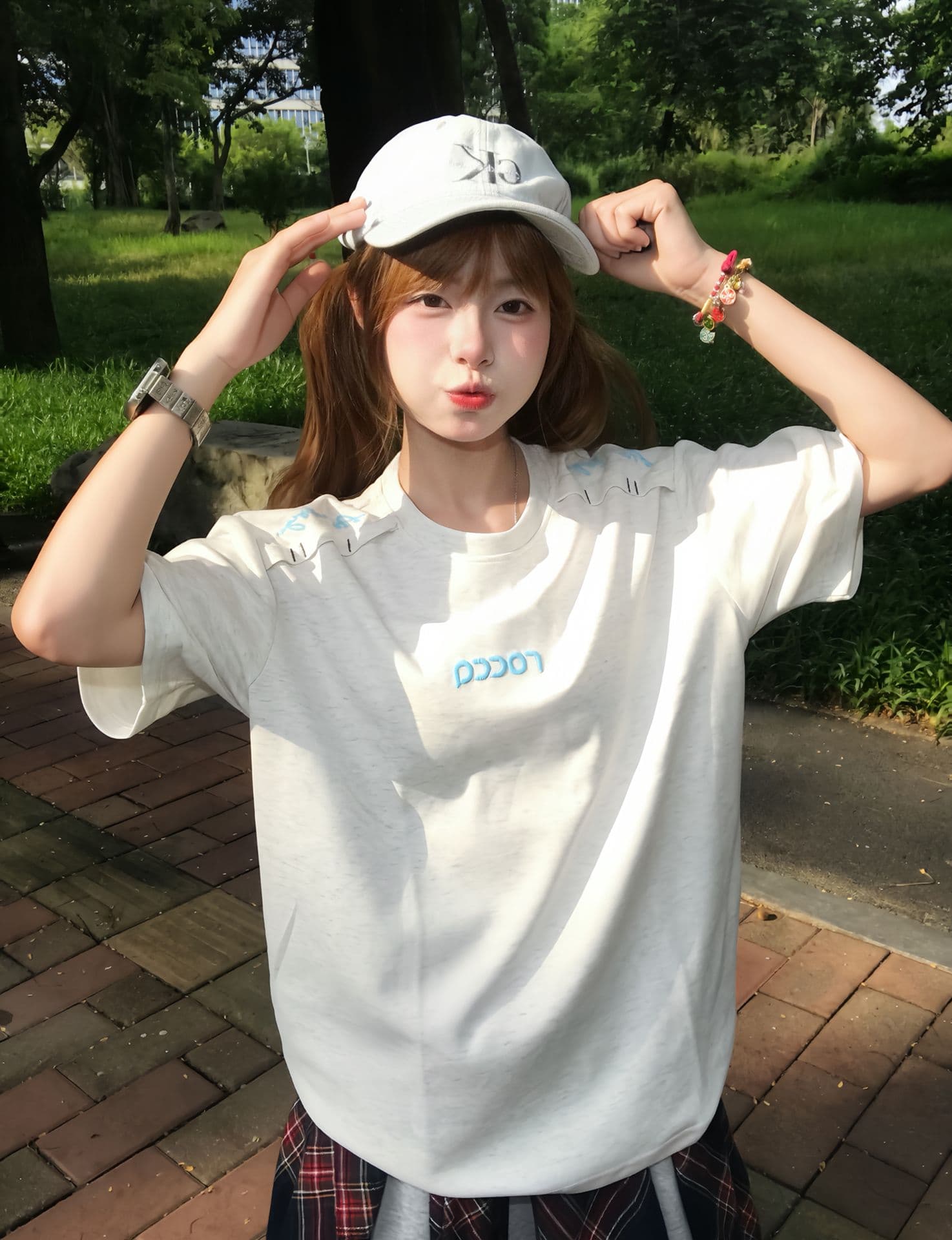 자수 네리 가게 천 19 지점 220 그램 순면 반팔 티셔츠 여성 상세 이미지 6