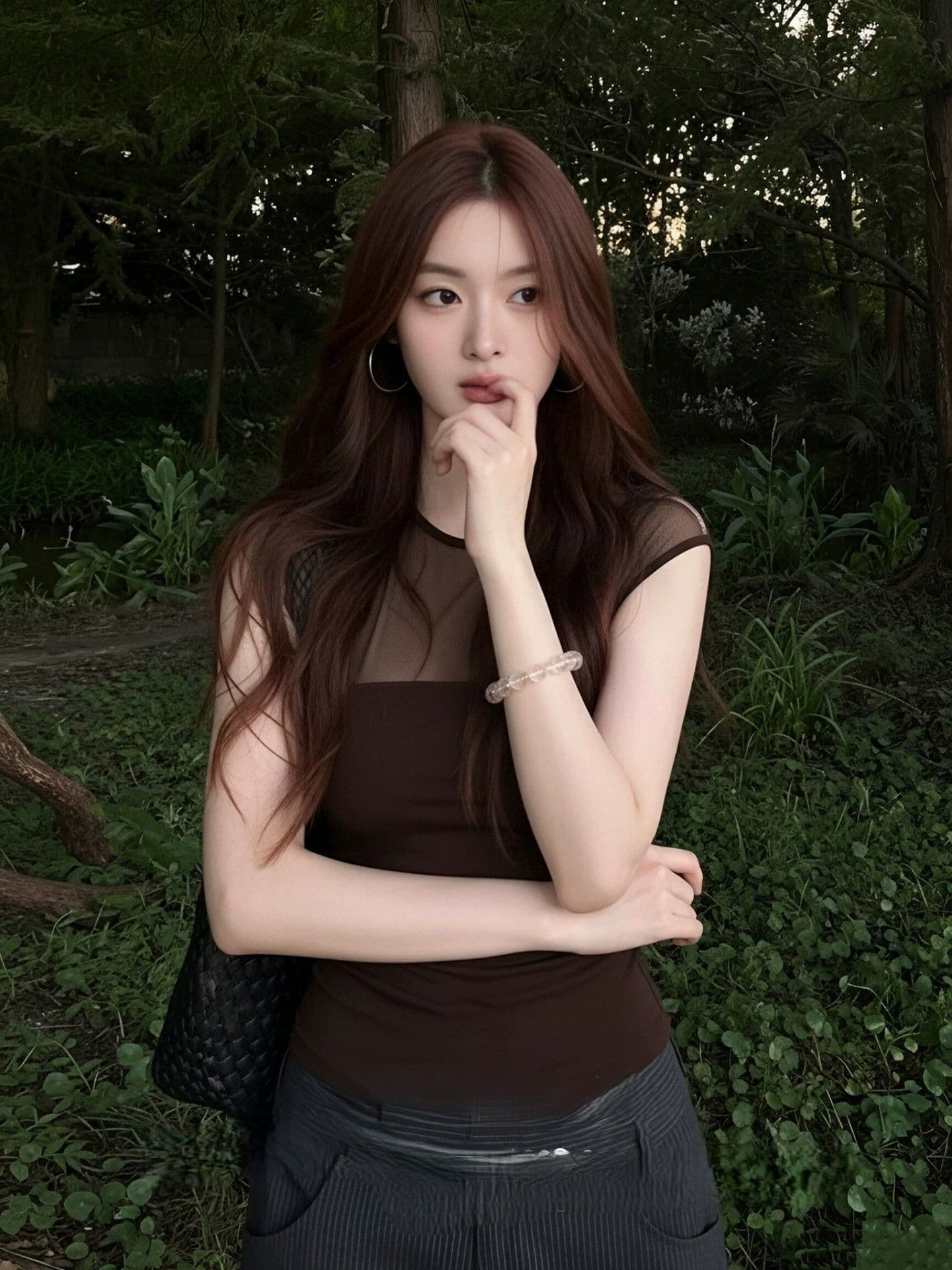 모달 면 반팔 티셔츠 여성 여름 커피 색상 동정 몸매 가꾸기 슬림해 보이는 캐주얼 핫걸 품격 맨위 이미지 3
