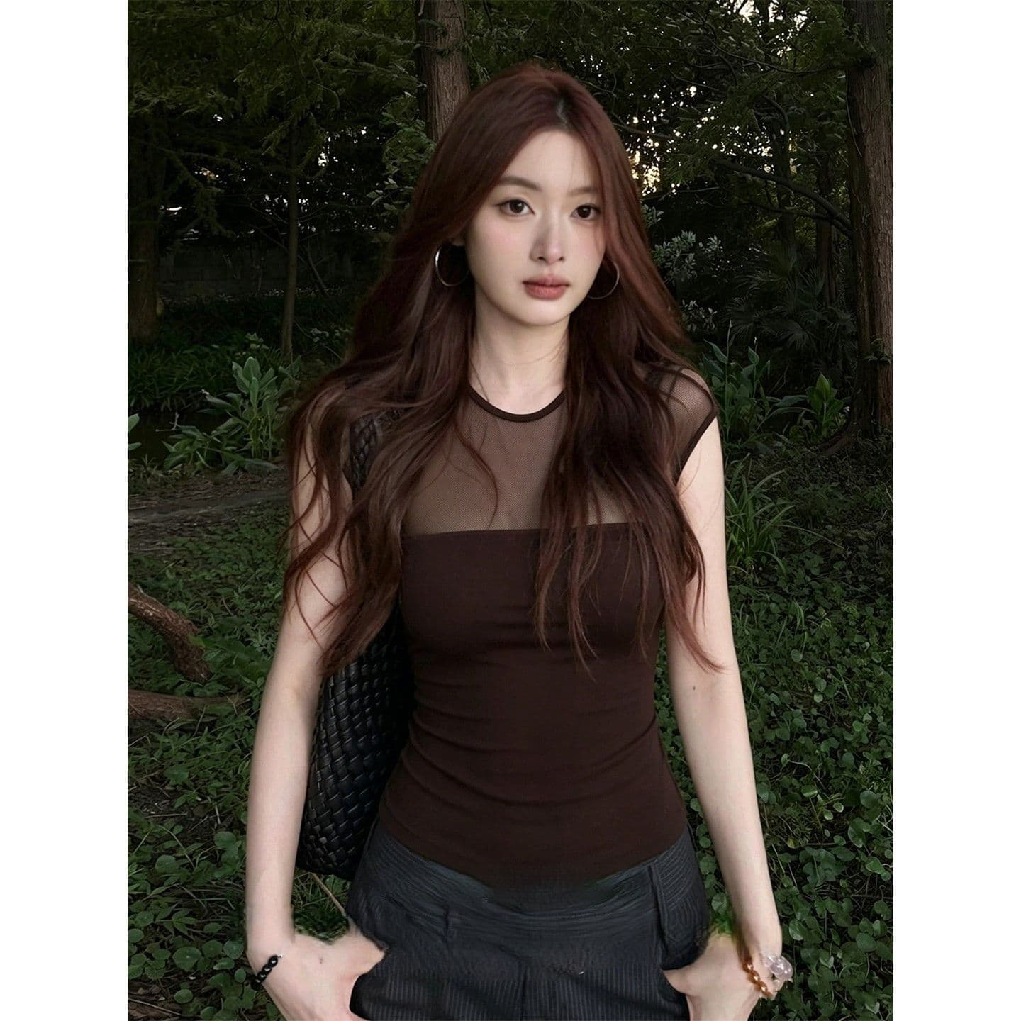 모달 면 반팔 티셔츠 여성 여름 커피 색상 동정 몸매 가꾸기 슬림해 보이는 캐주얼 핫걸 품격 맨위 상세 이미지 1